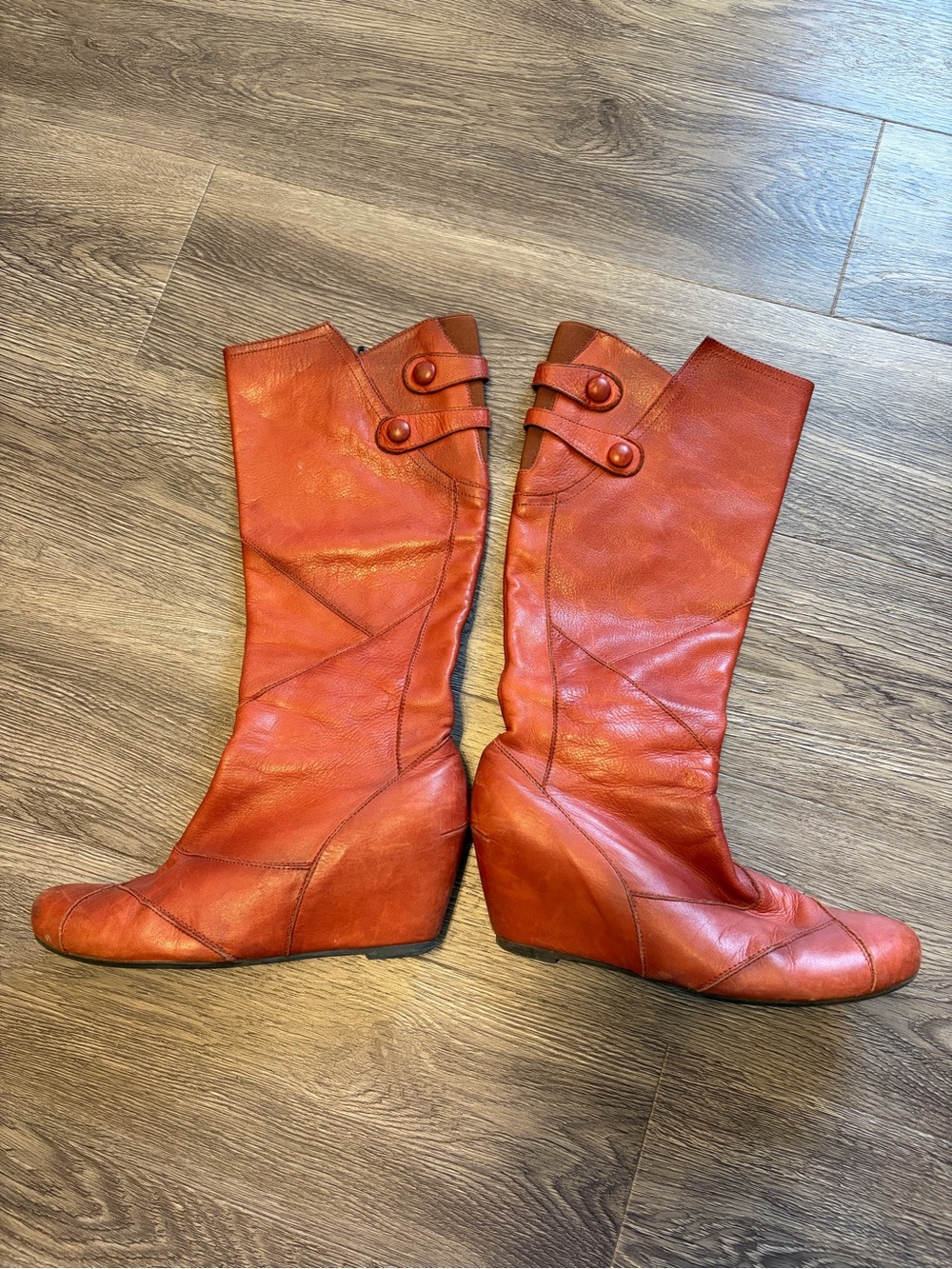 Miz Mooz Burnt Orange Leather Wedge Boots